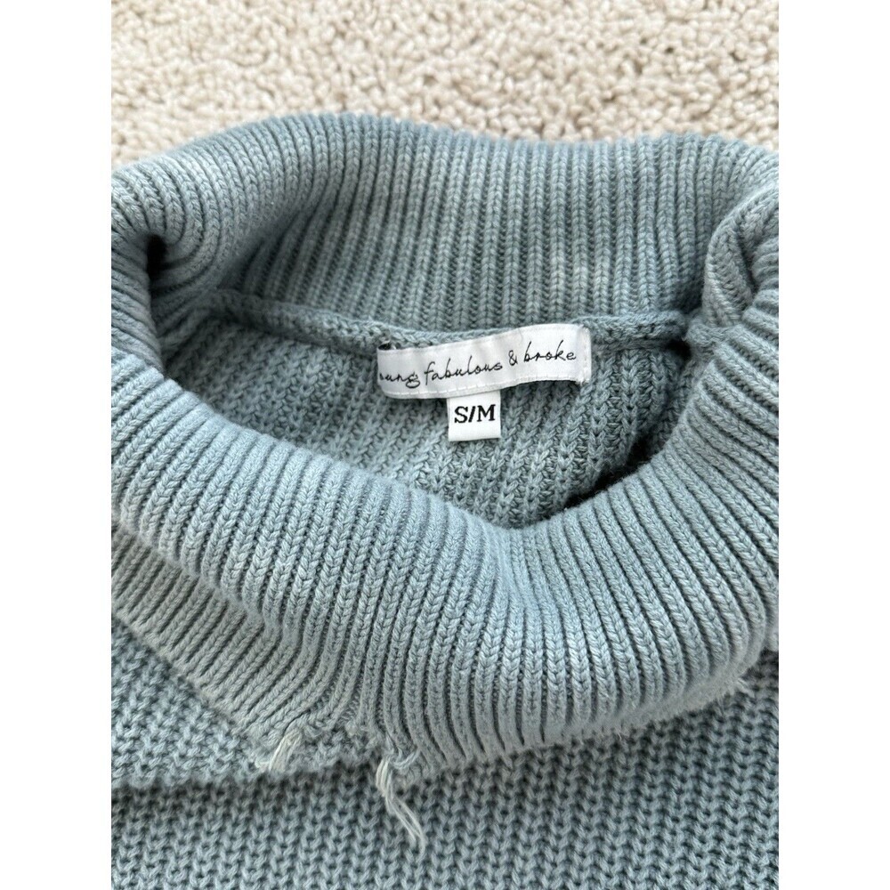 Young Fabulous & Broke Cameron Raw Distress Oversized Turtleneck Sweater S/M - Picture 5 of 9